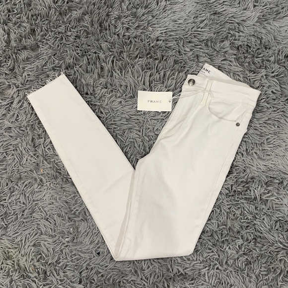 NEW • Frame • Le High Skinny Jeans Blanc White Frayed Hems Women’s 25 High Rise - Picture 2 of 6